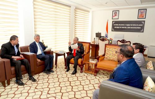 Professor BS Sahay, Director, IIM Jammu led delegation called on the Hon’ble Lt. Governor Brig (Dr) BD Mishra, Ladakh on 30th May 2023, presented a proposal regarding collaboration in the field of Higher Education and Entrepreneurship.